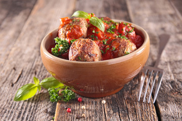 Sticker - fried meatballs and tomato sauce