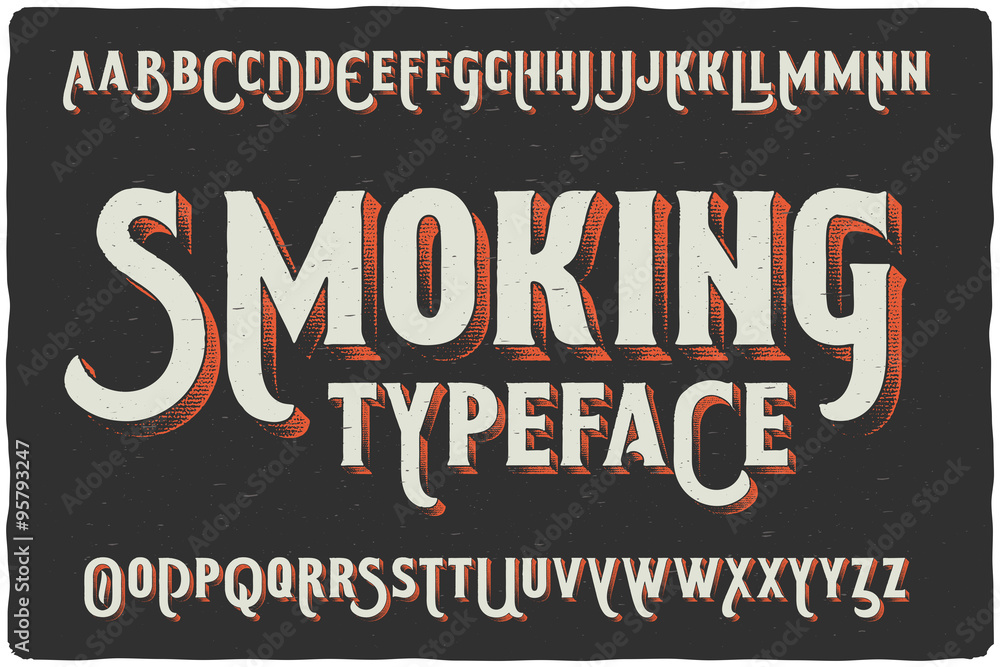 "Smoking" vintage gothic old style typeface on dark background - obrazy, fototapety, plakaty 