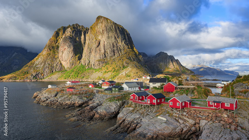 Naklejka - mata magnetyczna na lodówkę Reine fishing village in Lofoten Islands, Norway