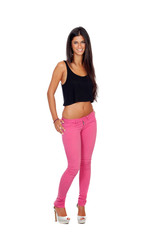 Sticker - Sexy brunette girl with pink jeans