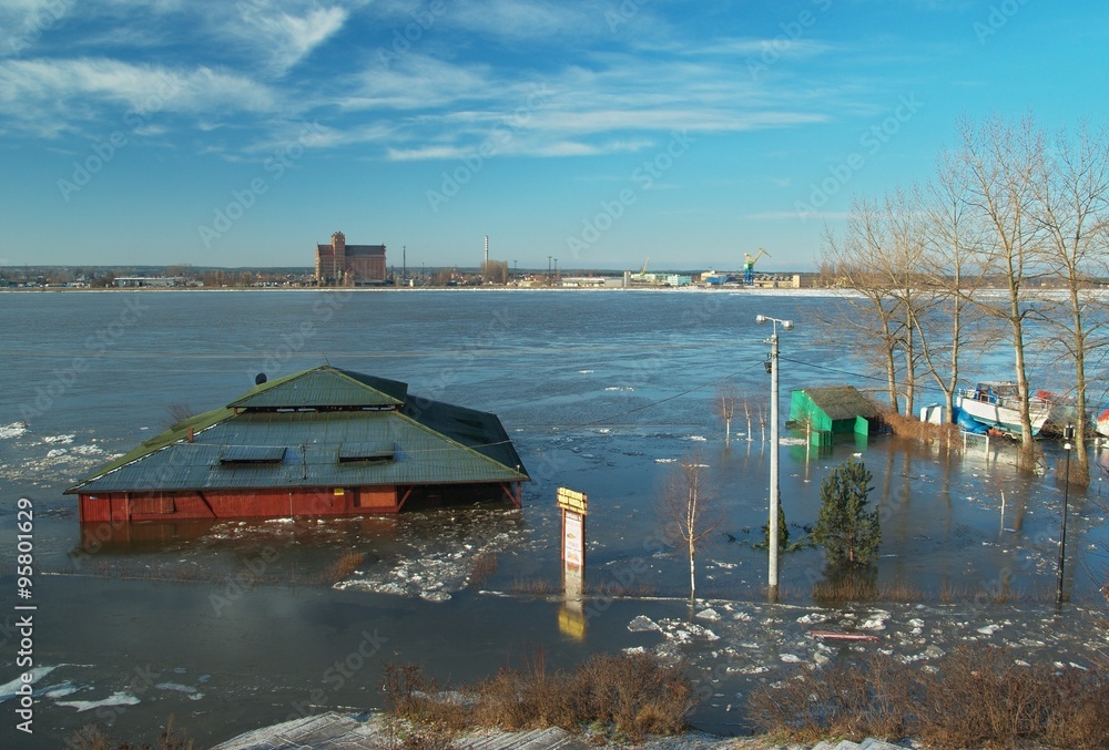 Obraz na płótnie Wiosenna powódź w Płocku w salonie