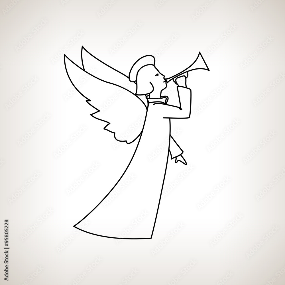 Christmas Angel on a Light Background, Christmas Decorations, Drawing in  Linear Style , Black and White Vector Illustration Stock Vector | Adobe  Stock, image size:1000x1000