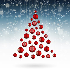 Wall Mural - Christmas tree of baubles, vector illustration