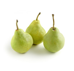 Wall Mural - Three Green Pears on White Background