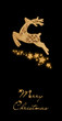 Glitter reindeer and stars on a black background