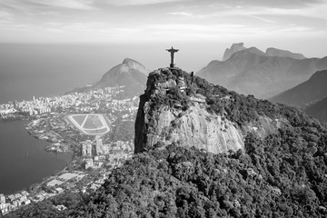 Fototapete - Aerial view of Christ the Redeemer and Rio de Janeiro city