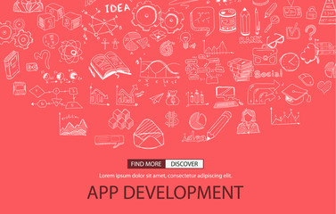 App Development Concept with Doodle design style