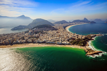 Fototapete - Aerial view of famous Copacabana Beach and Ipanema beach in Rio