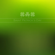 Trefoil And Quatrefoil On Green Blurred Background For St. Patricks Day. Vector Illustration.