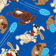 Puppy dogs playing in a seamless pattern