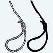 Classic loop knot. Isolated on blue background
