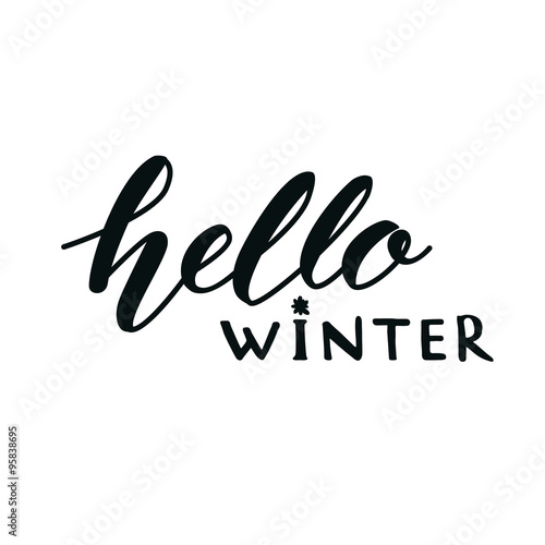 Hello Winter Typography Banner With Hand Lettering Brush Script