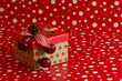 A Country Christmas Present on a red and white polka dot backgro