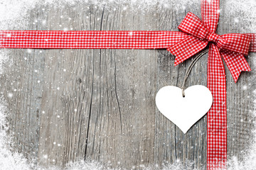 Canvas Print - Red ribbon and bow with heart