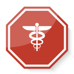 White Medical  icon on red stop sign web app