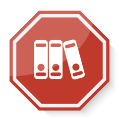 Wall Mural - White Binders icon on red stop sign web app
