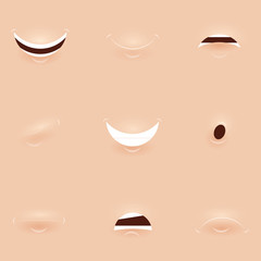 Wall Mural - Set of mouths cartoon. For character or other inspiration