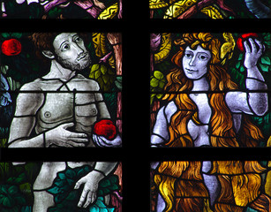 Sticker - Adam and Eve with an apple and the snake