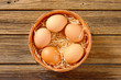 Brown eggs in terracotta bowl