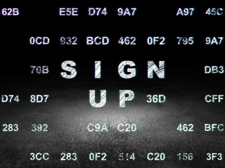 Web development concept: Sign Up in grunge dark room