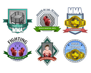 Wall Mural - Mma fighting emblems labels set