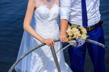 Wall Mural - Wedding couple on yacht