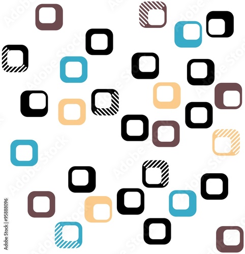 Plakat na zamówienie Seamless square pattern in black, orange, brown and blue