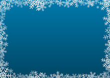 White Snowflake Frame On Dark Blue Background