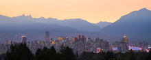 Vancouver At Sunset / This Photo Was Taken As The Sun Was Going Down.  This Is Looking North Towards The City.  The North Shore Mountains Can Be Seen In The Background.