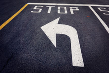 Stop Before Turn Left Arrow On Street
