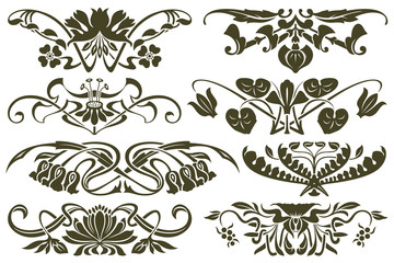 Wall Mural - Vector set flower vignette  on different versions