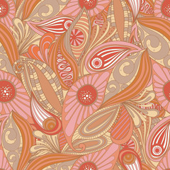 Abstract wavy seamless pattern. Doodle colorful vector background.