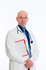 Sticker - friendly young doctor with crossed arms