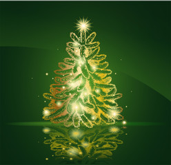 Wall Mural - Modern golden Christmas tree