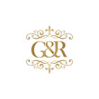 G&R Initial logo. Ornament ampersand monogram golden logo
