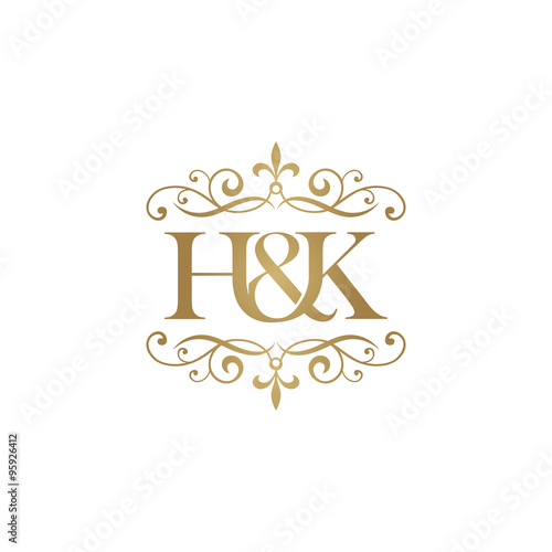 H&K Initial logo. Ornament ampersand monogram golden logo Buy this stock vector and explore
