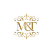 M&T Initial logo. Ornament ampersand monogram golden logo