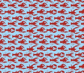 Sticker - Seamless background with lobsters. 