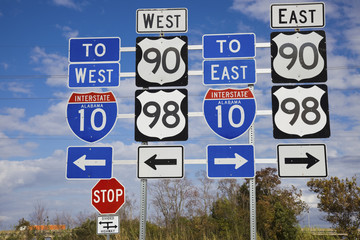 Set of road signs
