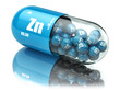 Pills with zinc Zn element Dietary supplements. Vitamin capsules