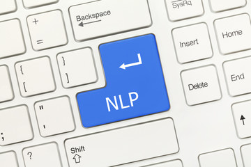 Wall Mural - White conceptual keyboard - NLP (blue key)