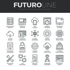 Aufkleber - Network Technology Futuro Line Icons Set