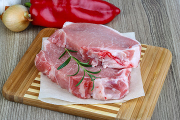 Raw pork steak