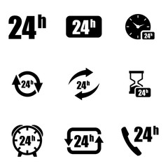 Sticker - Vector black 24 hours icon set. 24 hours Icon Object, 24 hours Icon Picture, 24 hours Icon Image - stock vector