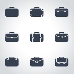 Sticker - Vector black briefcase icon set. Briefcase Icon Object, Briefcase Icon Picture, Briefcase Icon Image - stock vector