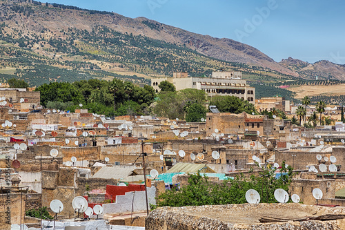 Oriental city of Fes and surrounding landscape.