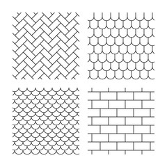 Bricks, tile roof and paving stone textures.