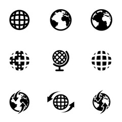 Sticker - Vector black world map icon set. World Map Icon Object,  World Map Icon Picture, World Map Icon Image - stock vector