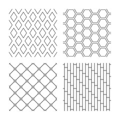 Wall Mural - rhombus, hexagon and grid with circles textures.