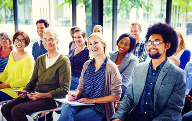 multiethnic group seminar training boardroom concept